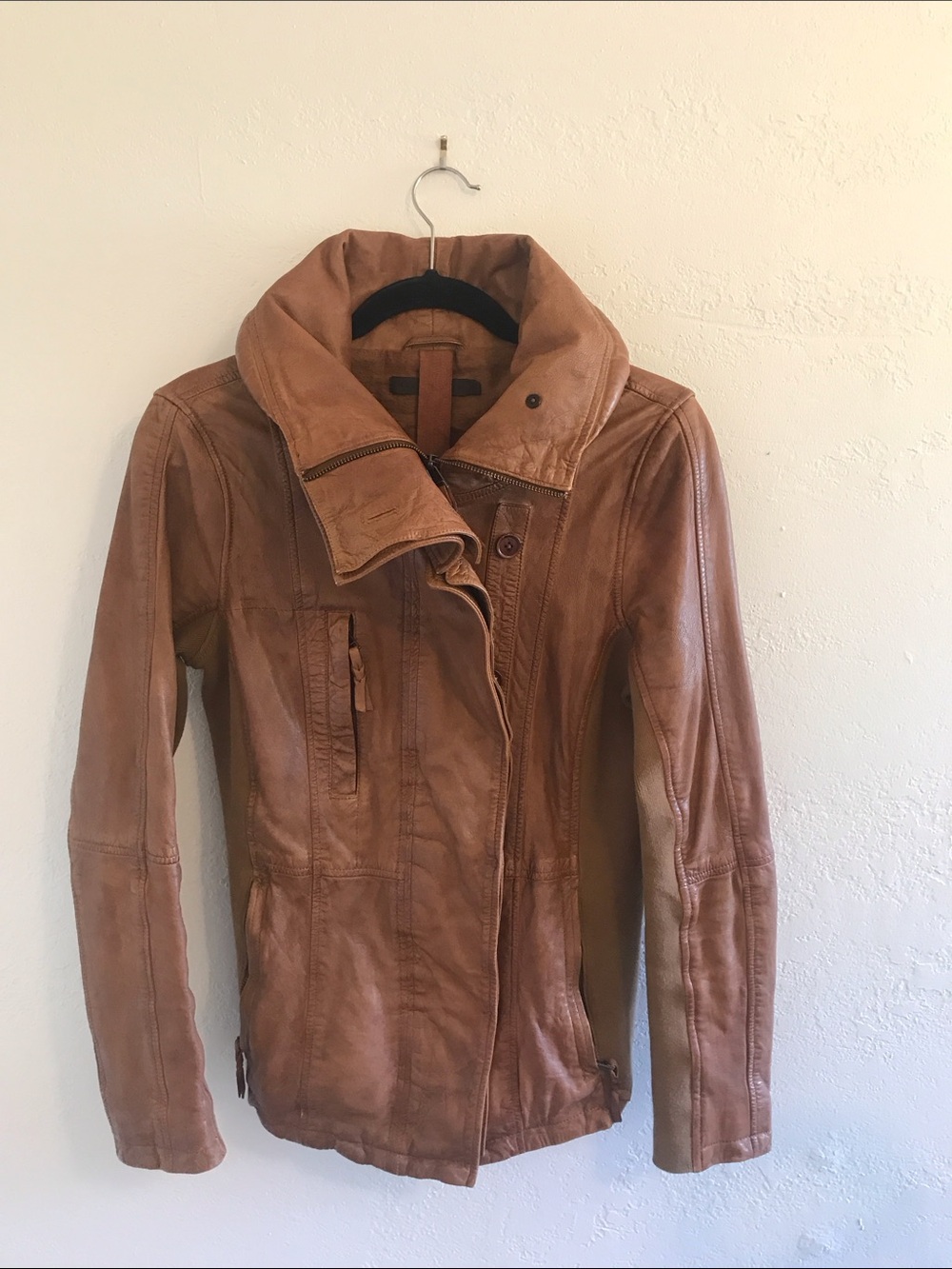 Nicholas K Tan Leather Asymmetrical Zip Jacket